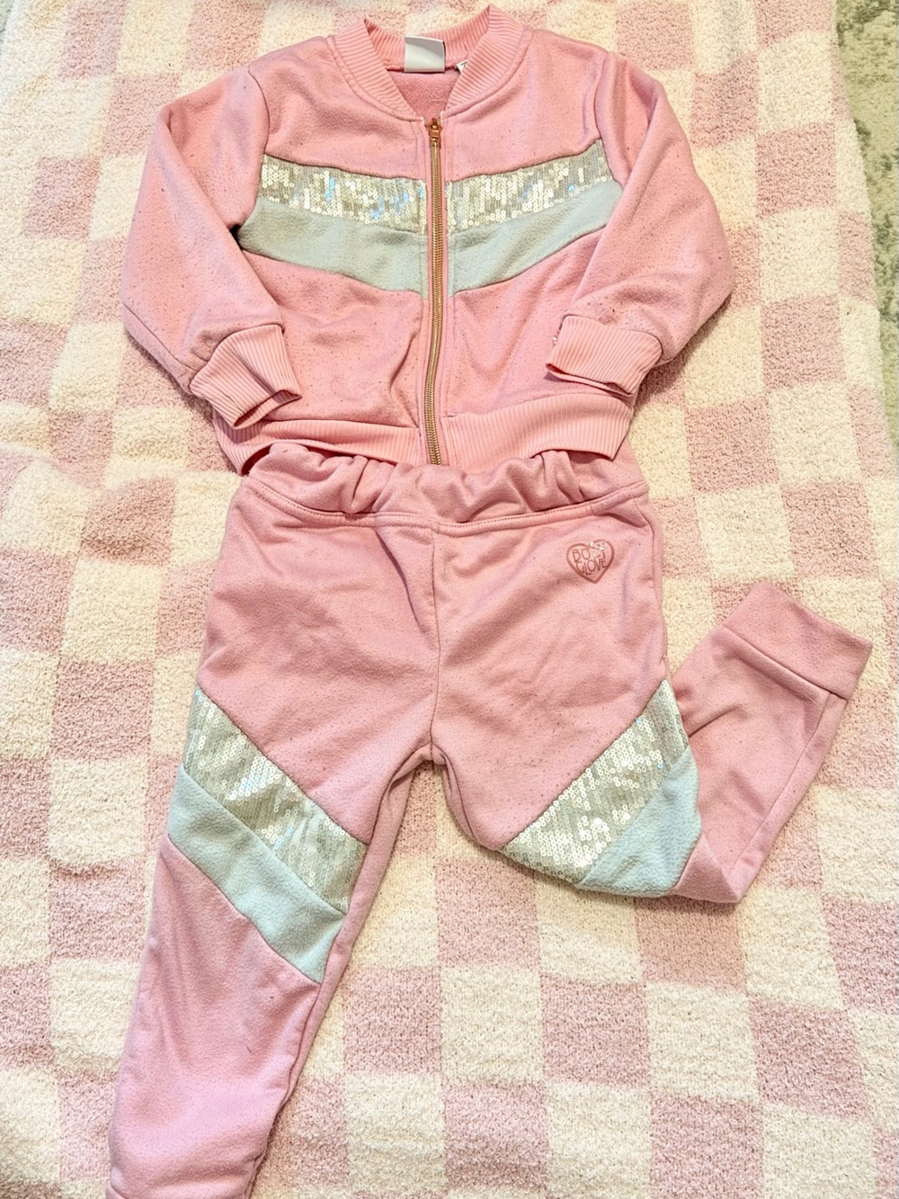 Body Glove Girls 2T Pink Sequin Tracksuit Jacket & Jogger Set